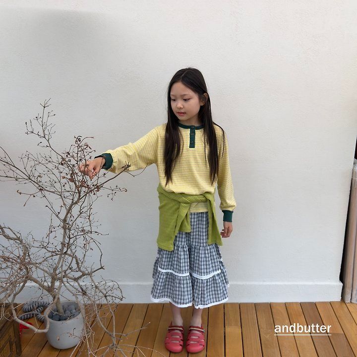 【予約】Stripe Henley T-Shirt / andbutter(S-JM)