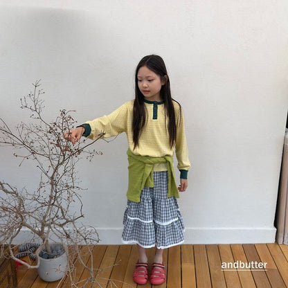 【予約】Stripe Henley T-Shirt / andbutter(S-JM)