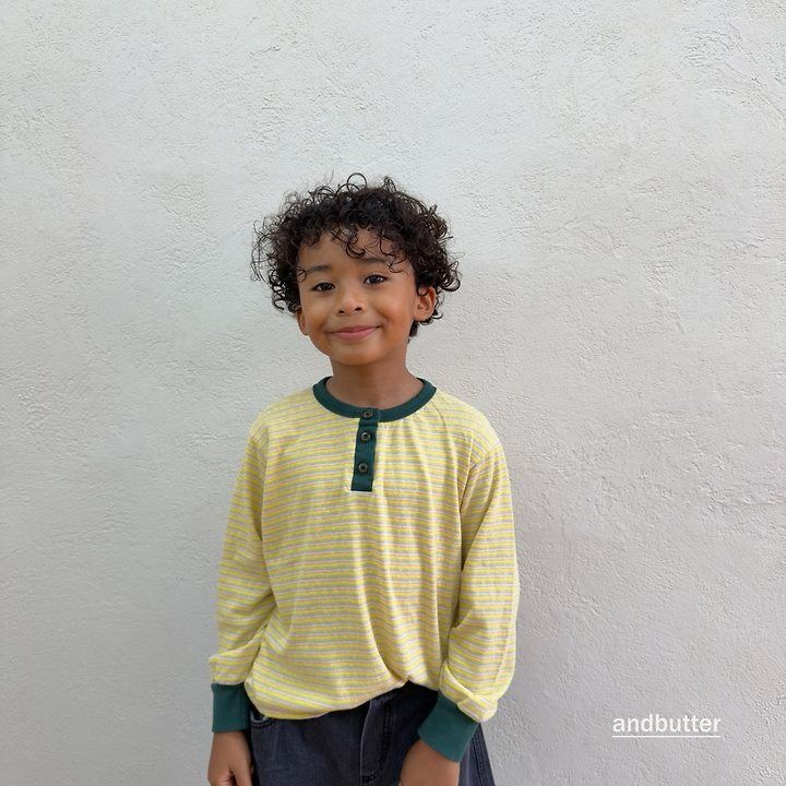【予約】Stripe Henley T-Shirt / andbutter(S-JM)
