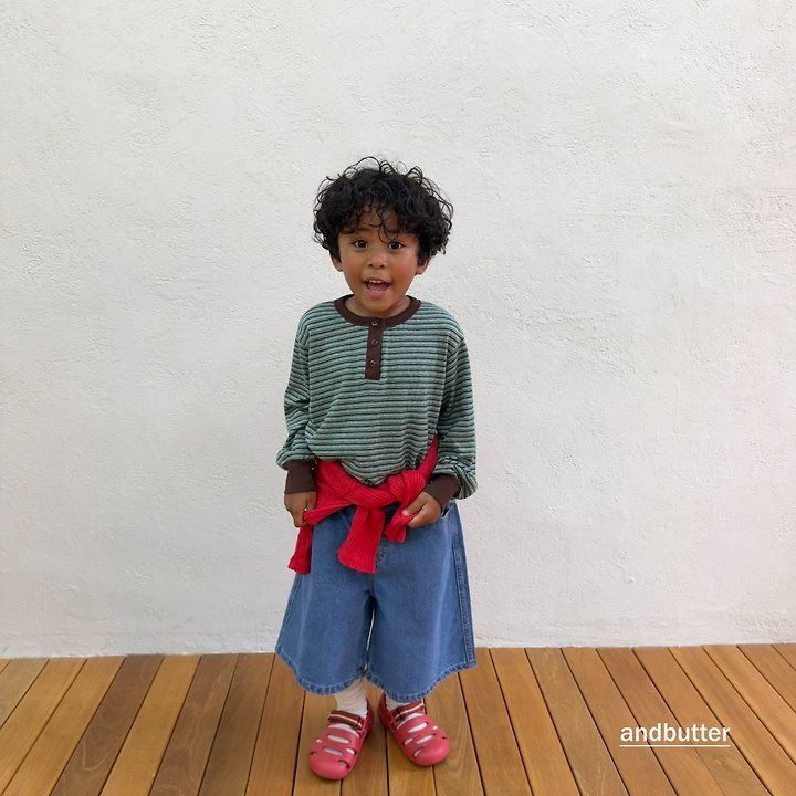 【予約】Stripe Henley T-Shirt / andbutter(S-JM)