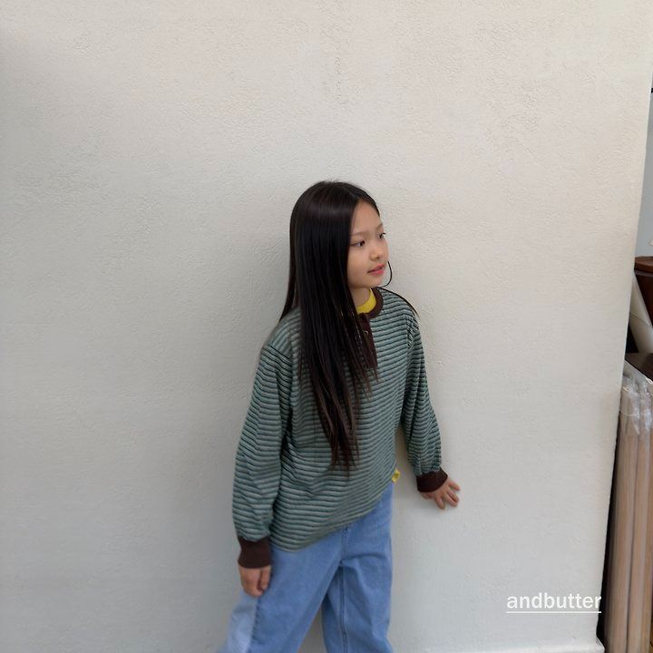【予約】Stripe Henley T-Shirt / andbutter(S-JM)
