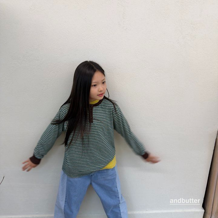 【予約】Stripe Henley T-Shirt / andbutter(S-JM)