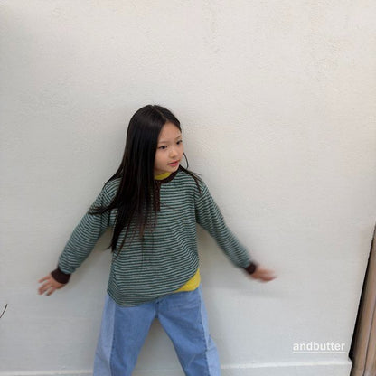 【予約】Stripe Henley T-Shirt / andbutter(S-JM)