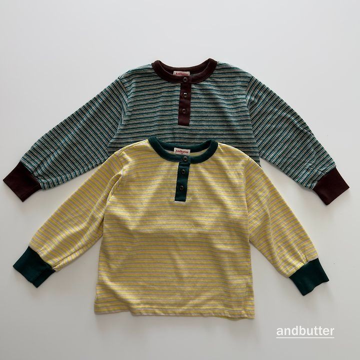 【予約】Stripe Henley T-Shirt / andbutter(S-JM)