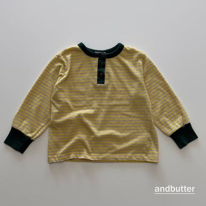 【予約】Stripe Henley T-Shirt / andbutter(S-JM)