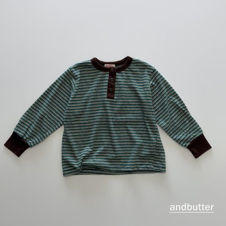 【予約】Stripe Henley T-Shirt / andbutter(S-JM)