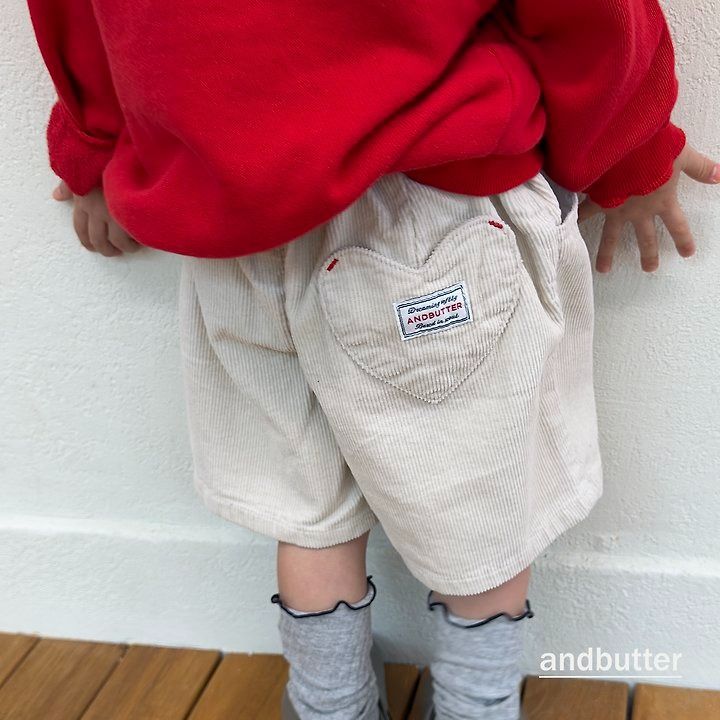【予約】Heart Pocket Corduroy Shorts / andbutter(S-JM)
