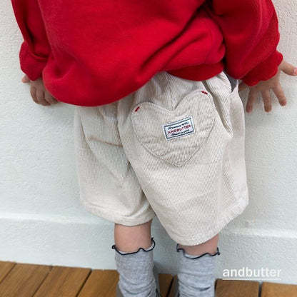 【予約】Heart Pocket Corduroy Shorts / andbutter(S-JM)
