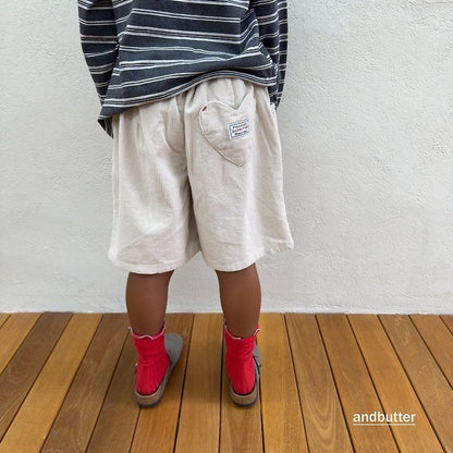 【予約】Heart Pocket Corduroy Shorts / andbutter(S-JM)