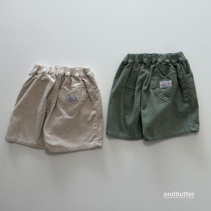 【予約】Heart Pocket Corduroy Shorts / andbutter(S-JM)