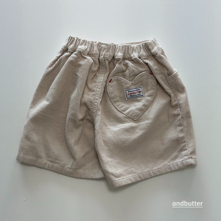 【予約】Heart Pocket Corduroy Shorts / andbutter(S-JM)