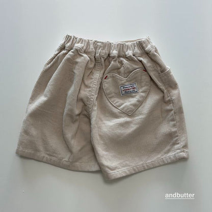 【予約】Heart Pocket Corduroy Shorts / andbutter(S-JM)