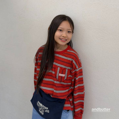 【予約】Heart Pocket Stripe T-Shirt / andbutter(S-JM)