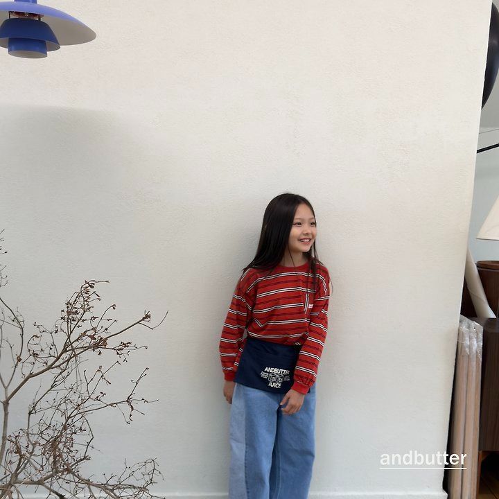 【予約】Heart Pocket Stripe T-Shirt / andbutter(S-JM)