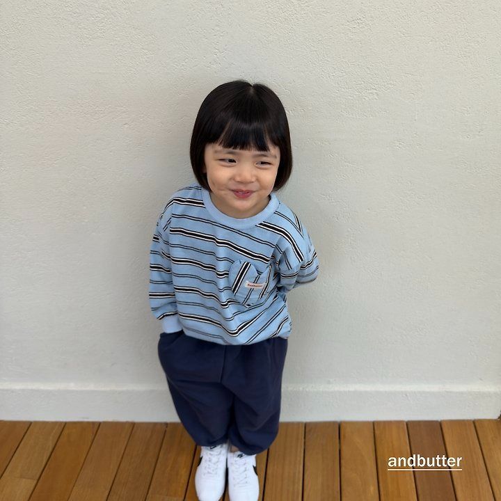 【予約】Heart Pocket Stripe T-Shirt / andbutter(S-JM)