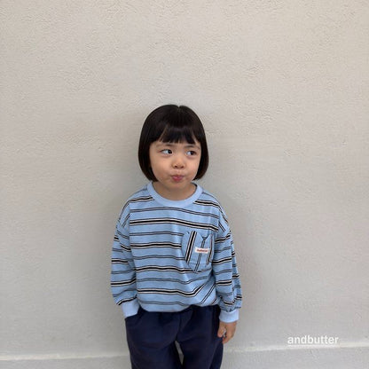 【予約】Heart Pocket Stripe T-Shirt / andbutter(S-JM)