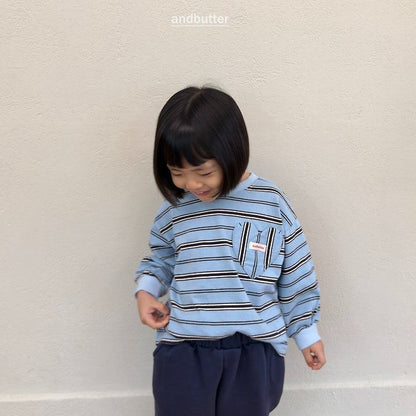 【予約】Heart Pocket Stripe T-Shirt / andbutter(S-JM)