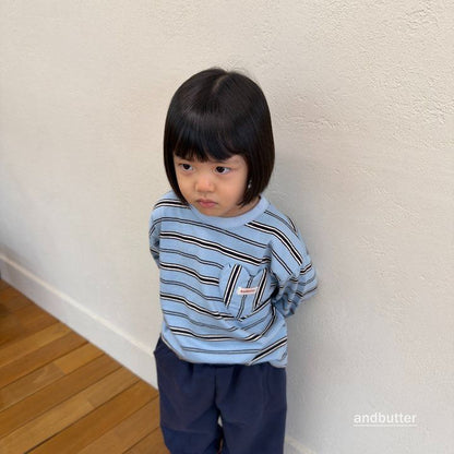 【予約】Heart Pocket Stripe T-Shirt / andbutter(S-JM)