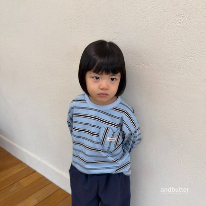 【予約】Heart Pocket Stripe T-Shirt / andbutter(S-JM)
