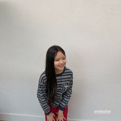 【予約】Heart Pocket Stripe T-Shirt / andbutter(S-JM)