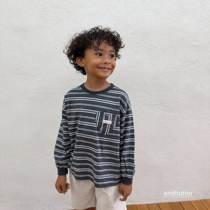 【予約】Heart Pocket Stripe T-Shirt / andbutter(S-JM)