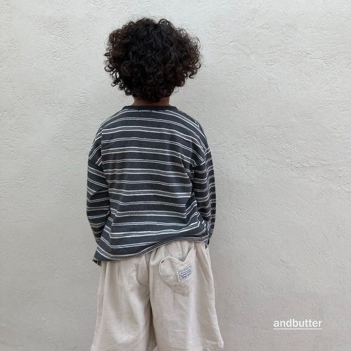 【予約】Heart Pocket Stripe T-Shirt / andbutter(S-JM)