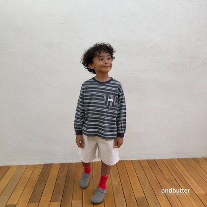 【予約】Heart Pocket Stripe T-Shirt / andbutter(S-JM)