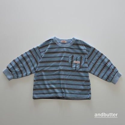 【予約】Heart Pocket Stripe T-Shirt / andbutter(S-JM)