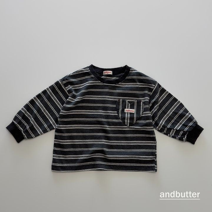 【予約】Heart Pocket Stripe T-Shirt / andbutter(S-JM)