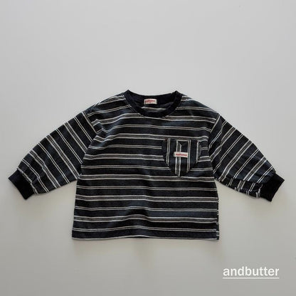 【予約】Heart Pocket Stripe T-Shirt / andbutter(S-JM)